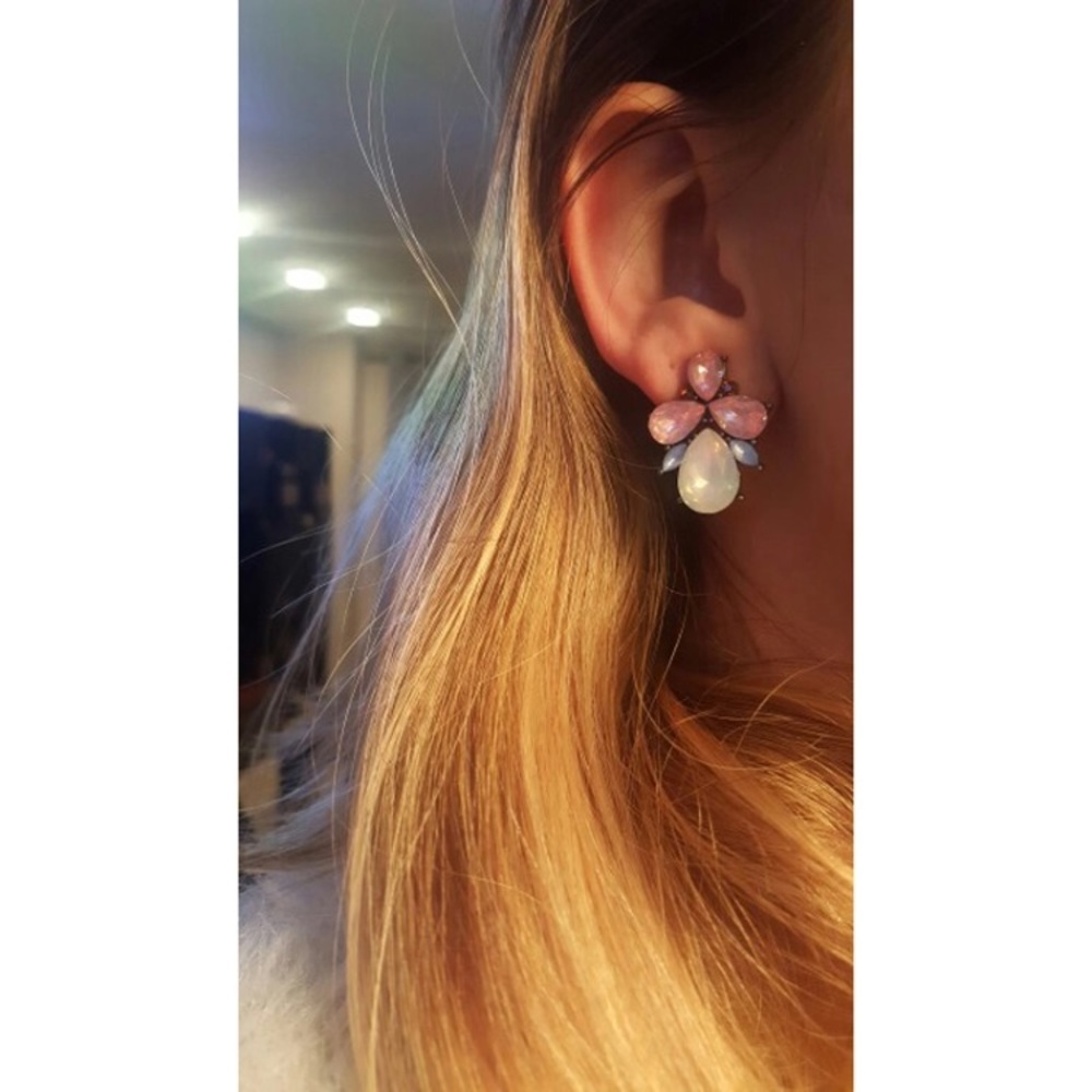 2/$24 Green Crystal Drop Earrings - Picture 2 of 2